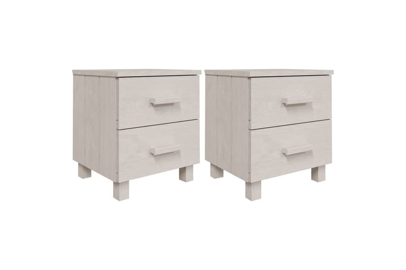 Nattbord 2 stk 40x35x44,5 cm heltre furu hvit - Hvit - Møbler - Bord - Avlastningsbord - Sengebord & nattbord