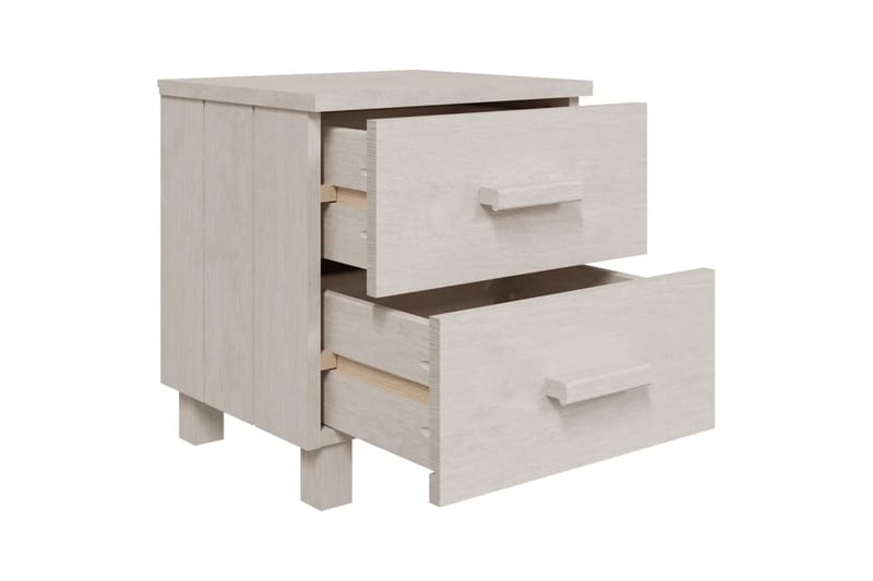 Nattbord 2 stk 40x35x44,5 cm heltre furu hvit - Hvit - Møbler - Bord - Avlastningsbord - Sengebord & nattbord