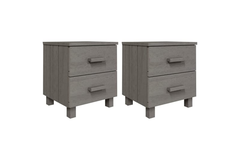 Nattbord 2 stk 40x35x44,5 cm heltre furu lysegrå - Grå - Møbler - Bord - Avlastningsbord - Sengebord & nattbord