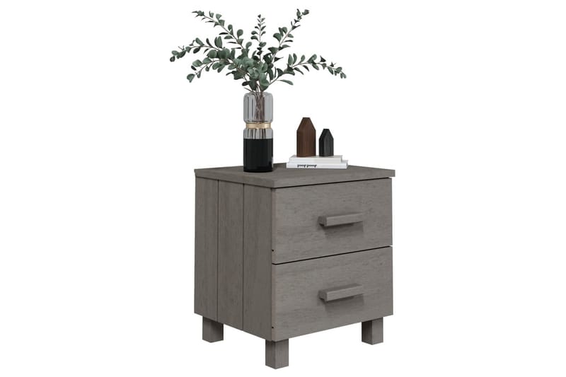 Nattbord 2 stk 40x35x44,5 cm heltre furu lysegrå - Grå - Møbler - Bord - Avlastningsbord - Sengebord & nattbord