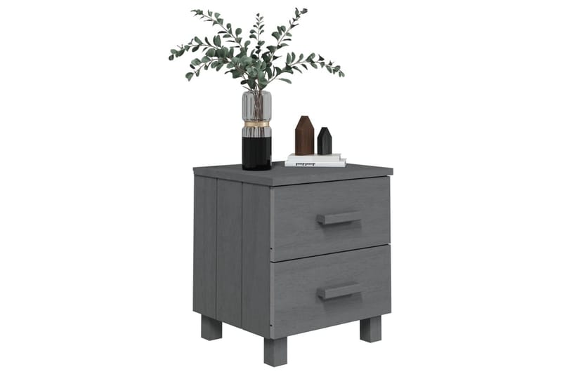 Nattbord 2 stk 40x35x44,5 cm heltre furu mørkegrå - Grå - Møbler - Bord - Avlastningsbord - Sengebord & nattbord