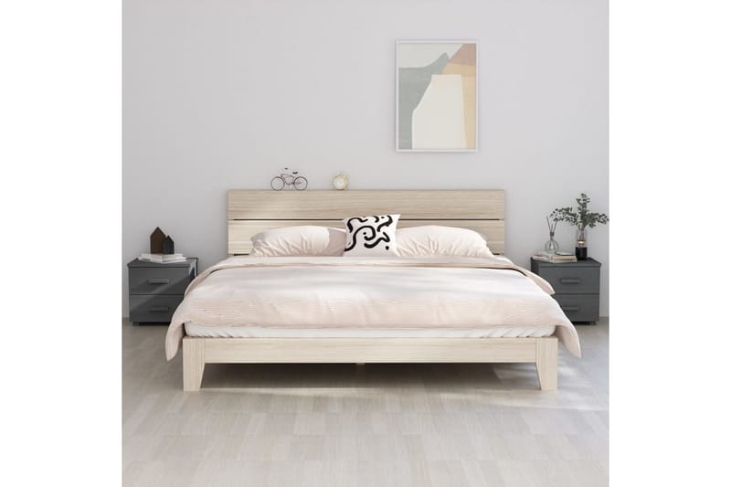 Nattbord 2 stk 40x35x44,5 cm heltre furu mørkegrå - Grå - Møbler - Bord - Avlastningsbord - Sengebord & nattbord