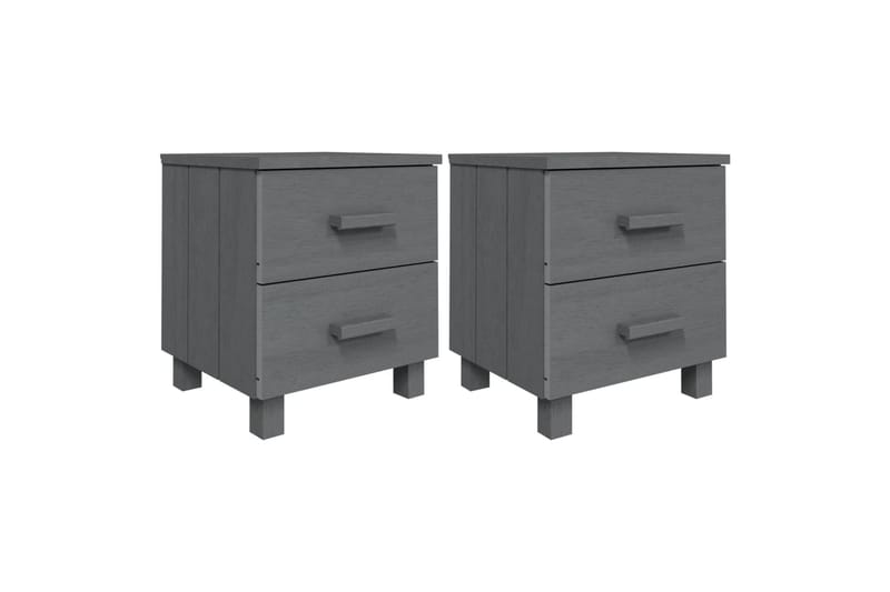 Nattbord 2 stk 40x35x44,5 cm heltre furu mørkegrå - Grå - Møbler - Bord - Avlastningsbord - Sengebord & nattbord