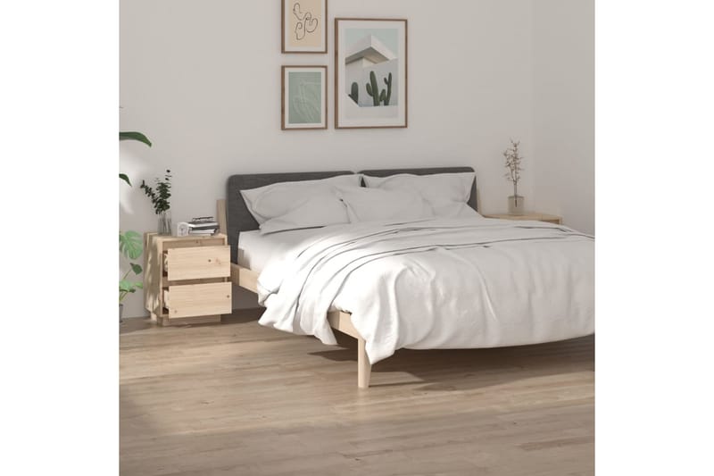 Nattbord 2 stk 40x35x50 heltre furu - Brun - Møbler - Bord - Avlastningsbord - Sengebord & nattbord