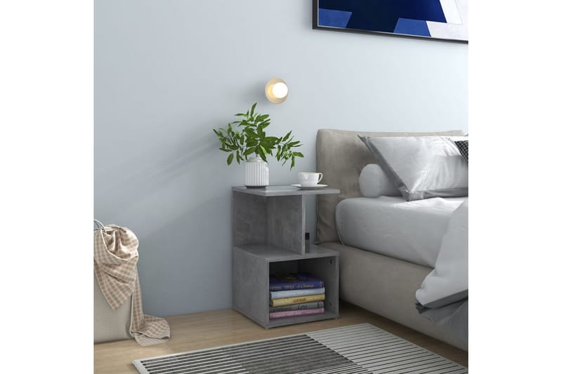 Nattbord 2 stk betonggrå 35x35x55 cm sponplate - Grå - Møbler - Bord - Avlastningsbord - Sengebord & nattbord