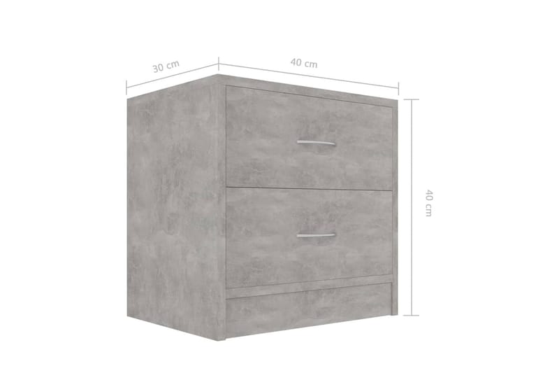 Nattbord 2 stk betonggrå 40x30x40 cm sponplate - Grå - Sengebord & nattbord
