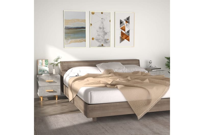 Nattbord 2 stk betonggrå 40x35x47,5 cm - Grå - Møbler - Bord - Avlastningsbord - Sengebord & nattbord