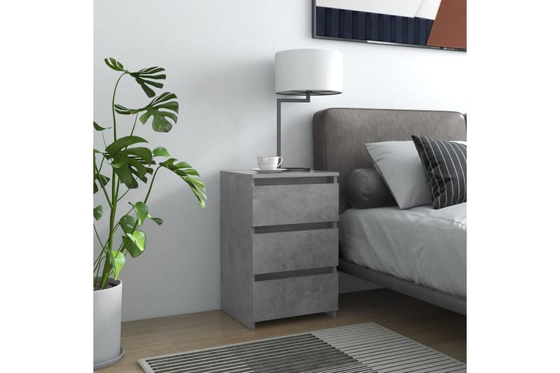 Nattbord 2 stk betonggrå 40x35x62,5 cm sponplate - Grå - Møbler - Bord - Avlastningsbord - Sengebord & nattbord