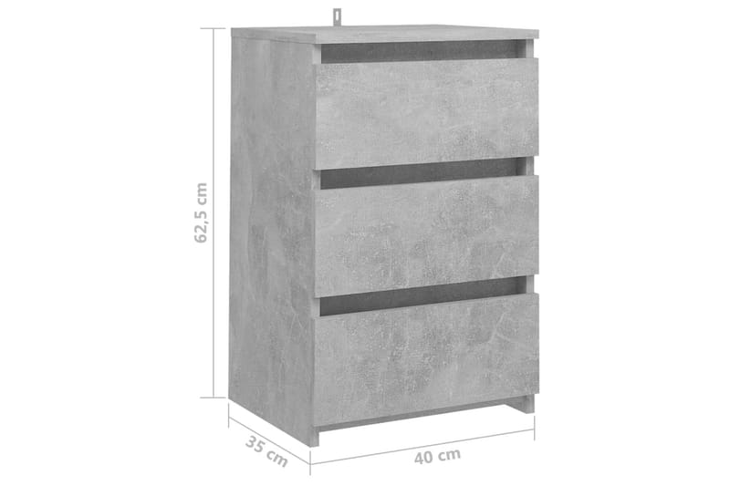 Nattbord 2 stk betonggrå 40x35x62,5 cm sponplate - Grå - Møbler - Bord - Avlastningsbord - Sengebord & nattbord