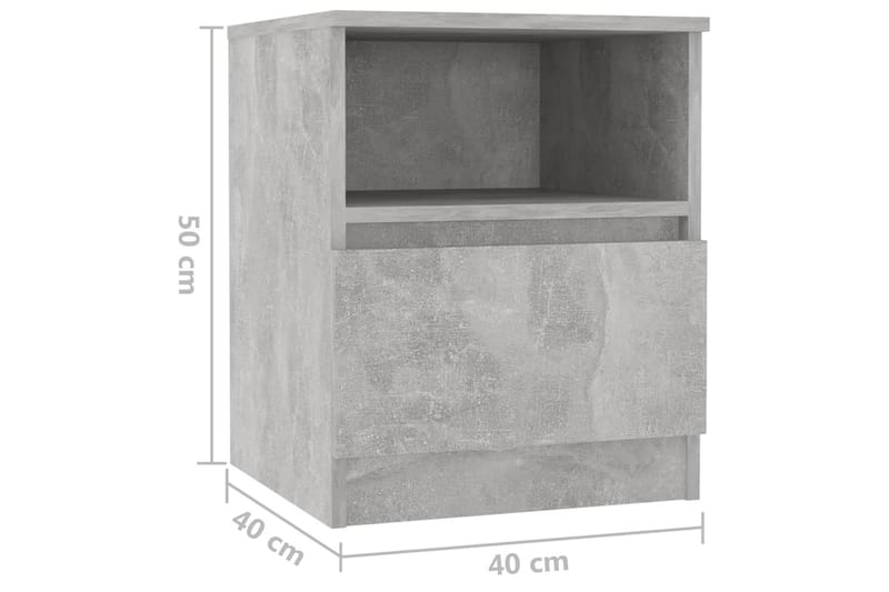Nattbord 2 stk betonggrå 40x40x50 cm sponplate - Grå - Møbler - Bord - Avlastningsbord - Sengebord & nattbord