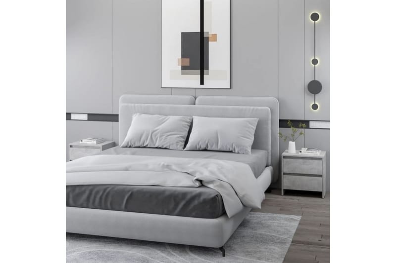 Nattbord 2 stk betonggrå 45x34,5x44,5 cm sponplate - Grå - Møbler - Bord - Avlastningsbord - Sengebord & nattbord