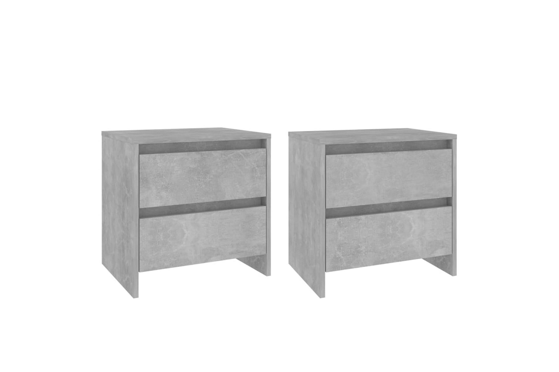 Nattbord 2 stk betonggrå 45x34,5x44,5 cm sponplate - Grå - Møbler - Bord - Avlastningsbord - Sengebord & nattbord