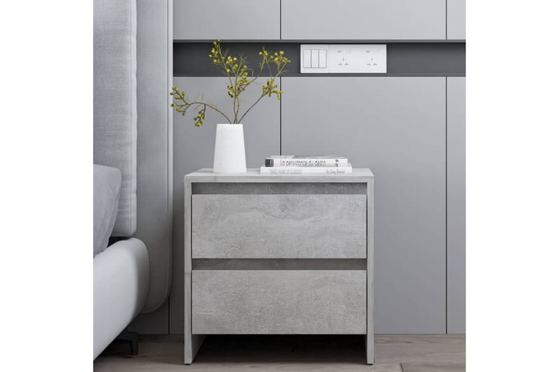Nattbord 2 stk betonggrå 45x34,5x44,5 cm sponplate - Grå - Møbler - Bord - Avlastningsbord - Sengebord & nattbord