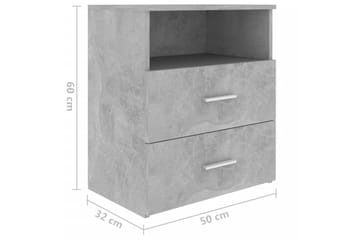 Nattbord 2 stk betonggrå 50x32x60 cm - Grå - Møbler - Bord - Avlastningsbord - Sengebord & nattbord