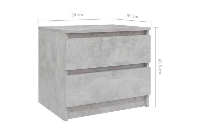Nattbord 2 stk betonggrå 50x39x43,5 cm sponplate - Grå - Møbler - Bord - Avlastningsbord - Sengebord & nattbord