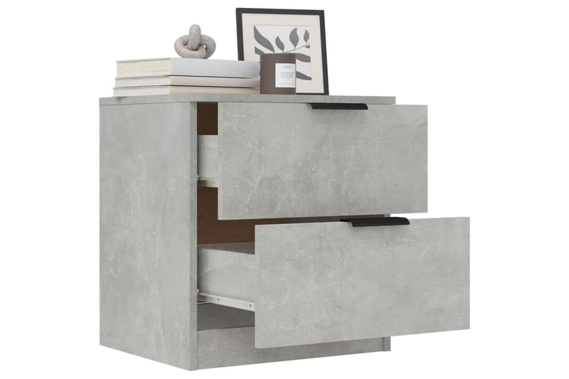 Nattbord 2 stk betonggrå konstruert tre - Grå - Sengebord & nattbord