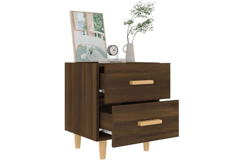 Nattbord 2 stk brun eik 40x35x47,5 cm - Brun - Møbler - Bord - Avlastningsbord - Sengebord & nattbord