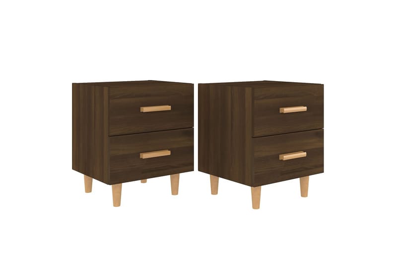 Nattbord 2 stk brun eik 40x35x47,5 cm - Brun - Møbler - Bord - Avlastningsbord - Sengebord & nattbord