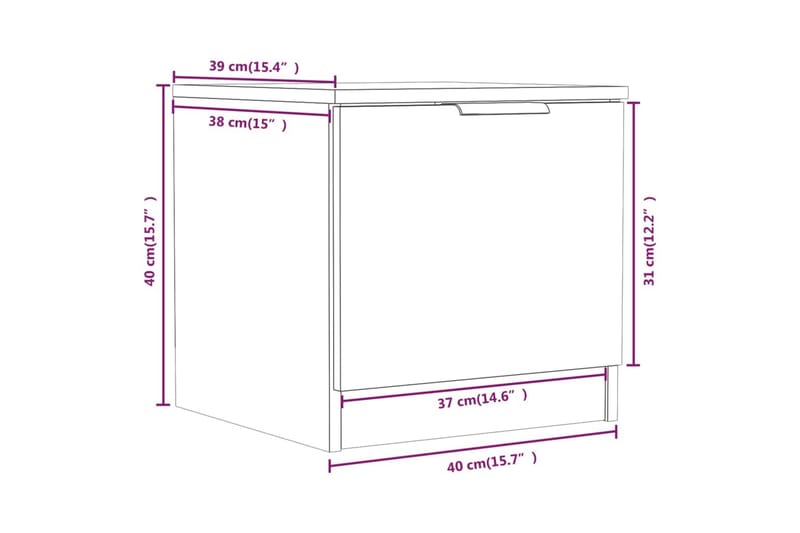 Nattbord 2 stk brun eik 40x39x40 cm - Brun - Sengebord & nattbord