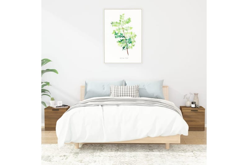 Nattbord 2 stk brun eik 40x39x40 cm - Brun - Møbler - Bord - Avlastningsbord - Sengebord & nattbord