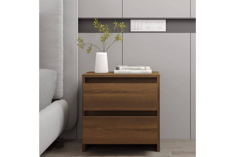 Nattbord 2 stk brun eik 45x34,5x44,5 cm sponplate - Brun - Møbler - Bord - Avlastningsbord - Sengebord & nattbord