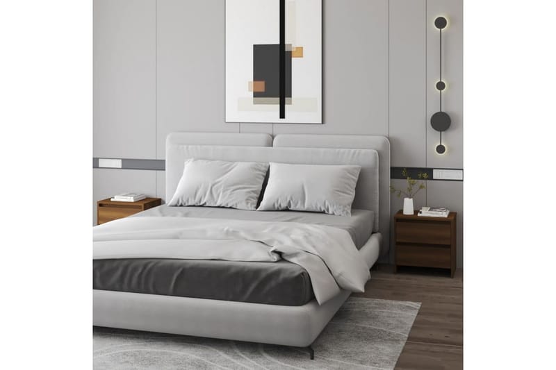 Nattbord 2 stk brun eik 45x34,5x44,5 cm sponplate - Brun - Møbler - Bord - Avlastningsbord - Sengebord & nattbord