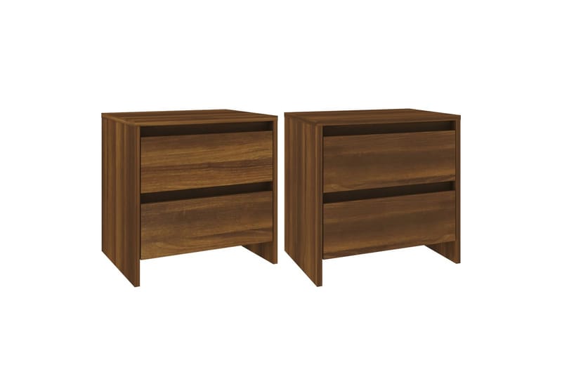 Nattbord 2 stk brun eik 45x34,5x44,5 cm sponplate - Brun - Møbler - Bord - Avlastningsbord - Sengebord & nattbord