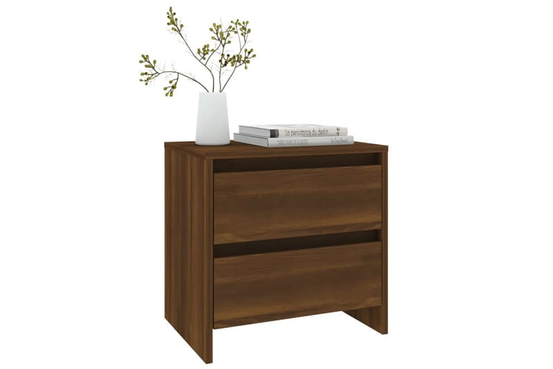 Nattbord 2 stk brun eik 45x34,5x44,5 cm sponplate - Brun - Møbler - Bord - Avlastningsbord - Sengebord & nattbord
