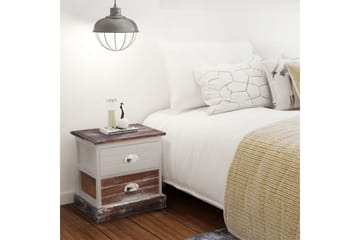 Nattbord 2 stk brun og hvit - Hvit/Tre - Møbler - Bord - Avlastningsbord - Sengebord & nattbord