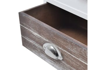 Nattbord 2 stk brun og hvit - Hvit/Tre - Møbler - Bord - Avlastningsbord - Sengebord & nattbord
