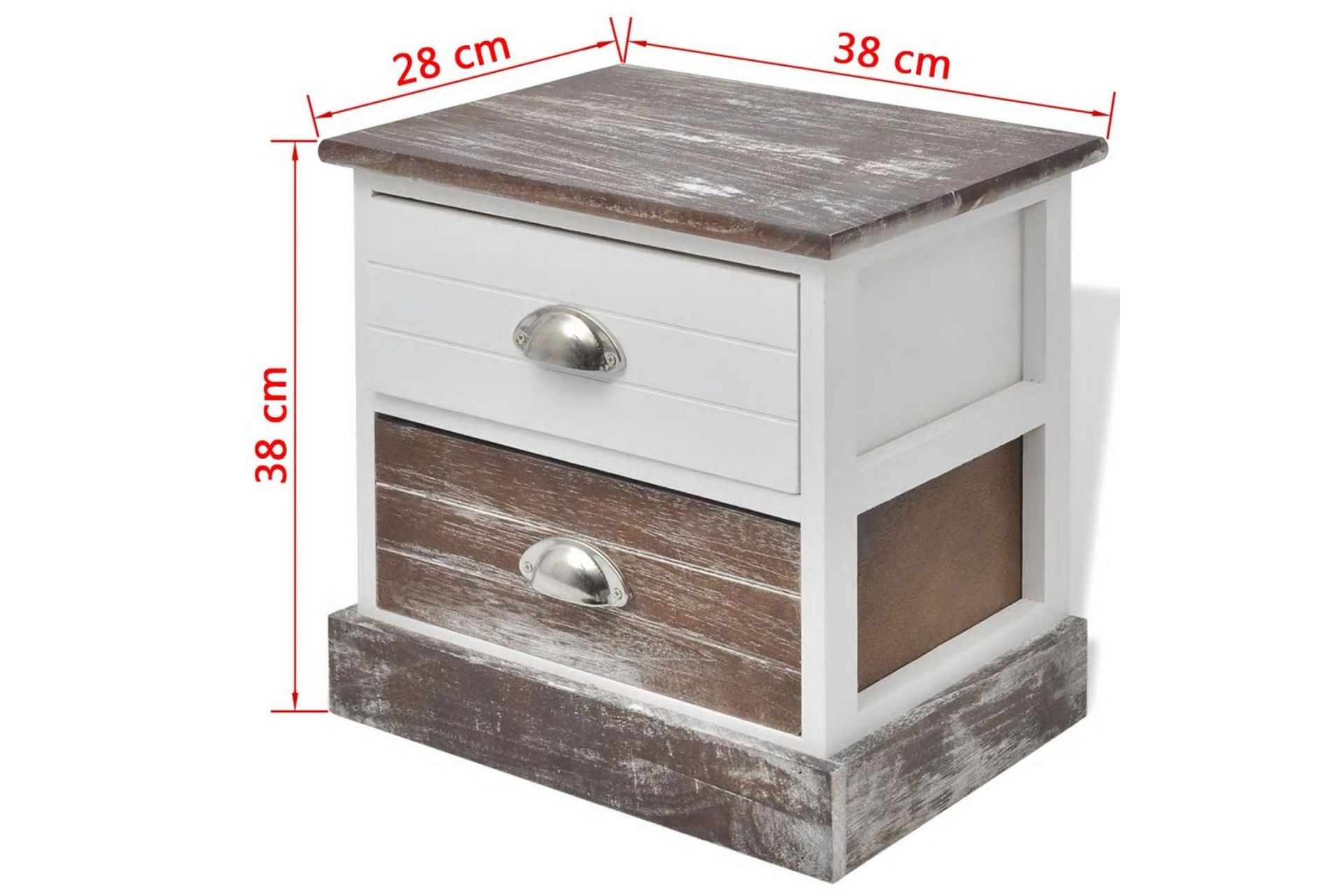 Nattbord 2 stk brun og hvit - Hvit/Tre - Møbler - Bord - Avlastningsbord - Sengebord & nattbord