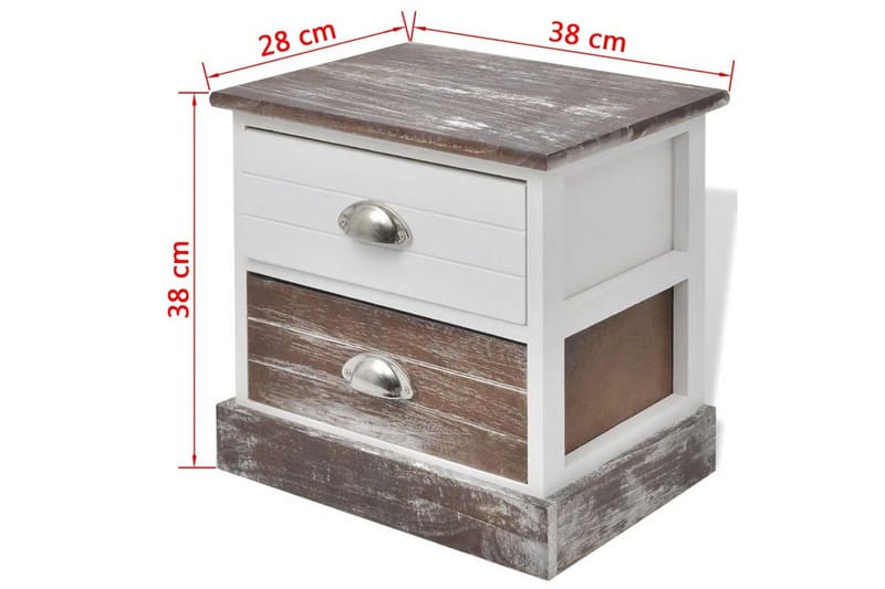Nattbord 2 stk brun og hvit - Hvit/Tre - Møbler - Bord - Avlastningsbord - Sengebord & nattbord