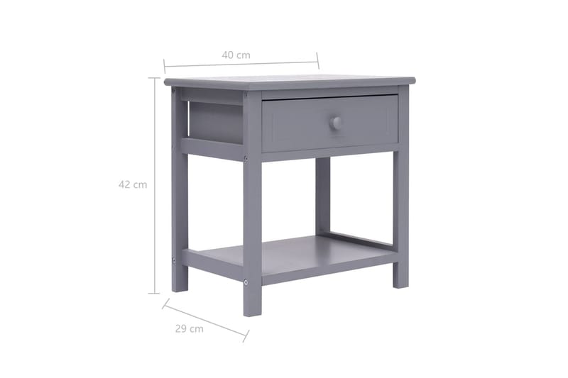 Nattbord 2 stk grå 40x29x42 cm keisertre - Grå - Møbler - Bord - Avlastningsbord - Sengebord & nattbord