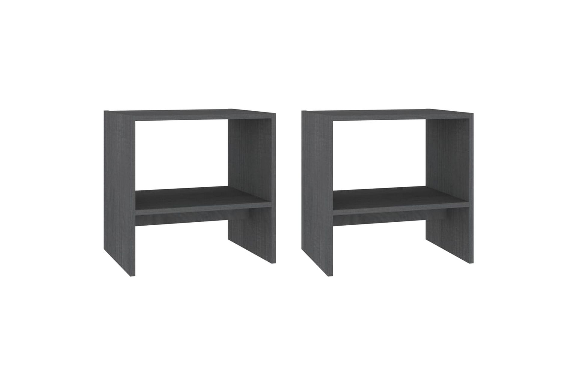 Nattbord 2 stk grå 40x30,5x40 cm heltre furu - Grå - Møbler - Bord - Avlastningsbord - Sengebord & nattbord