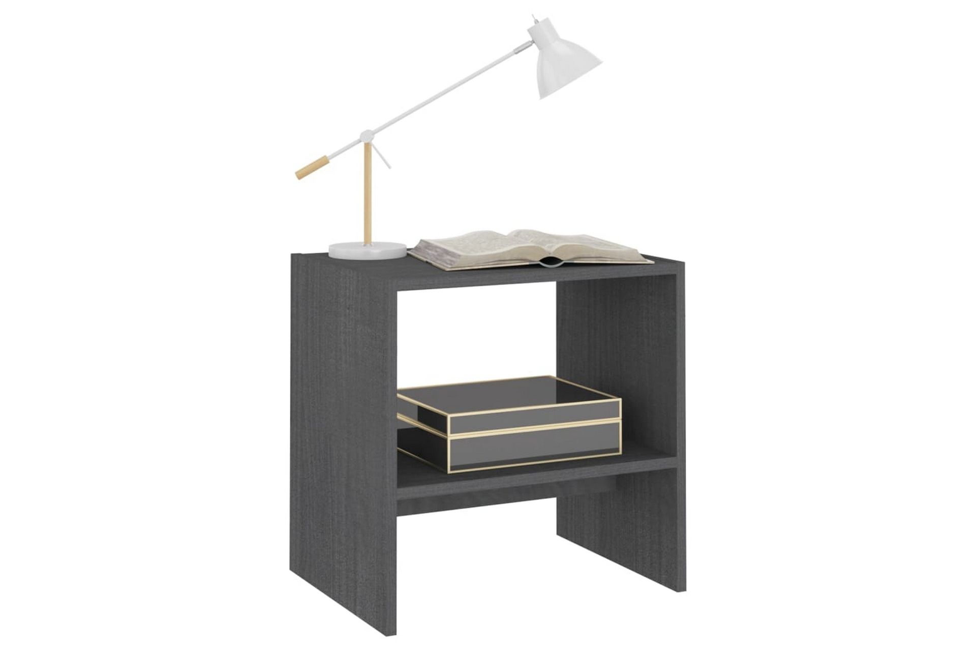 Nattbord 2 stk grå 40x30,5x40 cm heltre furu - Grå - Møbler - Bord - Avlastningsbord - Sengebord & nattbord