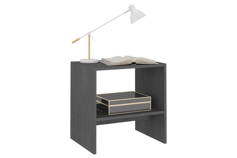 Nattbord 2 stk grå 40x30,5x40 cm heltre furu - Grå - Sengebord & nattbord