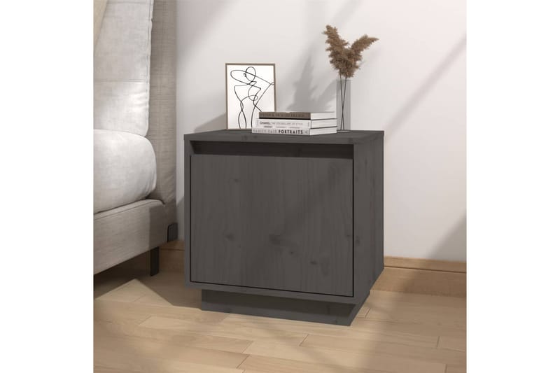 Nattbord 2 stk grå 40x30x40 heltre furu - Grå - Møbler - Bord - Avlastningsbord - Sengebord & nattbord