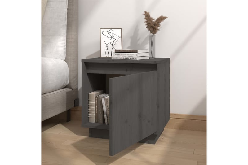 Nattbord 2 stk grå 40x30x40 heltre furu - Grå - Møbler - Bord - Avlastningsbord - Sengebord & nattbord