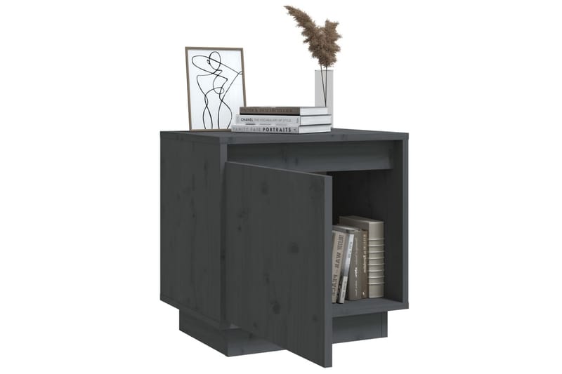 Nattbord 2 stk grå 40x30x40 heltre furu - Grå - Møbler - Bord - Avlastningsbord - Sengebord & nattbord