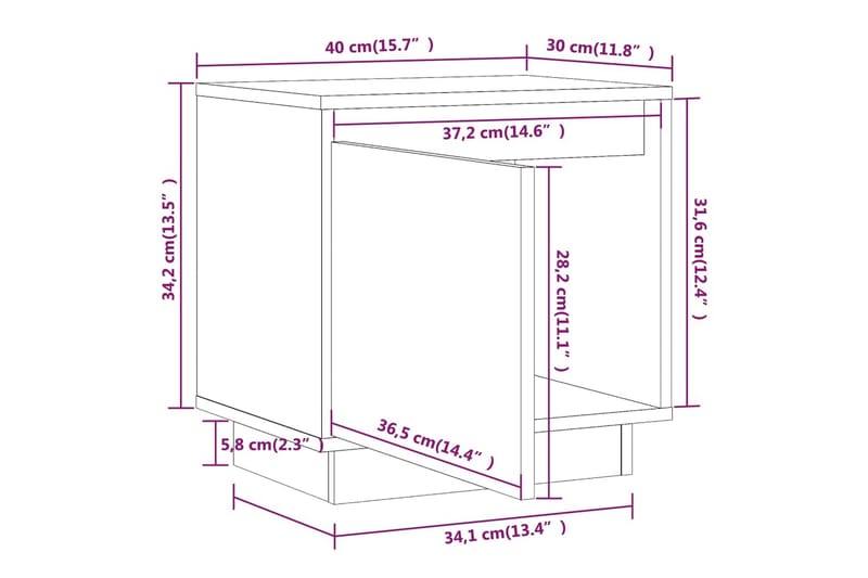 Nattbord 2 stk grå 40x30x40 heltre furu - Grå - Møbler - Bord - Avlastningsbord - Sengebord & nattbord