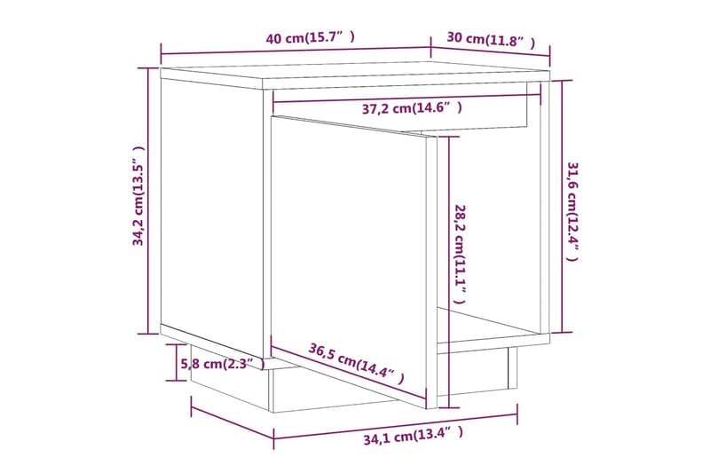 Nattbord 2 stk grå 40x30x40 heltre furu - Grå - Sengebord & nattbord