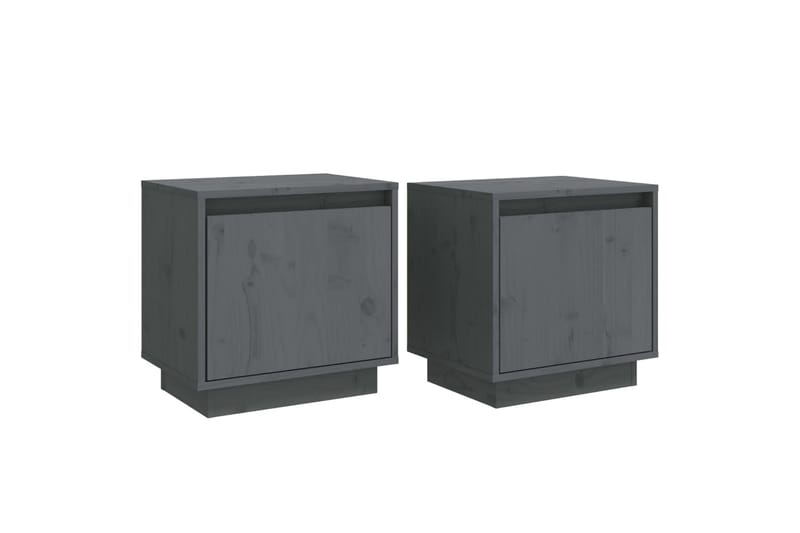 Nattbord 2 stk grå 40x30x40 heltre furu - Grå - Møbler - Bord - Avlastningsbord - Sengebord & nattbord