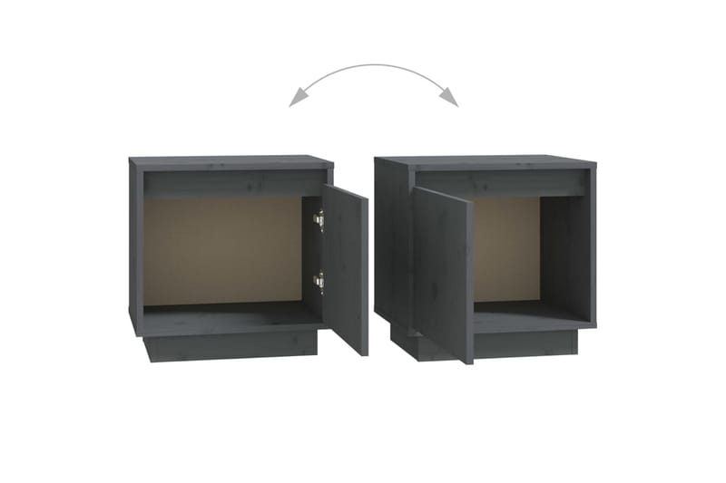 Nattbord 2 stk grå 40x30x40 heltre furu - Grå - Møbler - Bord - Avlastningsbord - Sengebord & nattbord