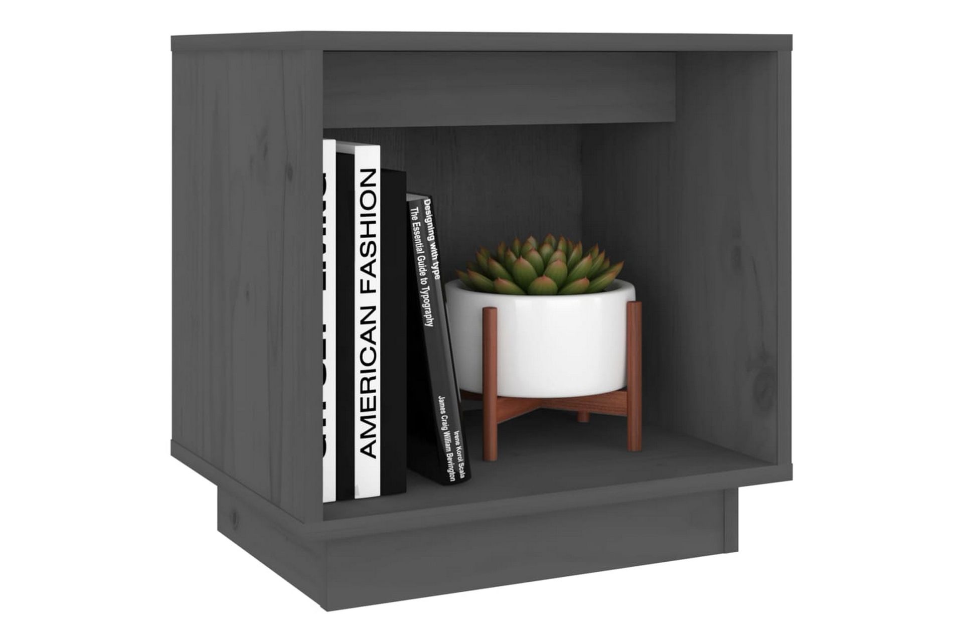 Nattbord 2 stk grå 40x30x40 heltre furu - Grå - Møbler - Bord - Avlastningsbord - Sengebord & nattbord