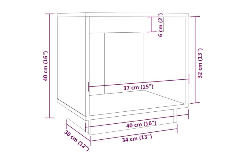 Nattbord 2 stk grå 40x30x40 heltre furu - Grå - Møbler - Bord - Avlastningsbord - Sengebord & nattbord