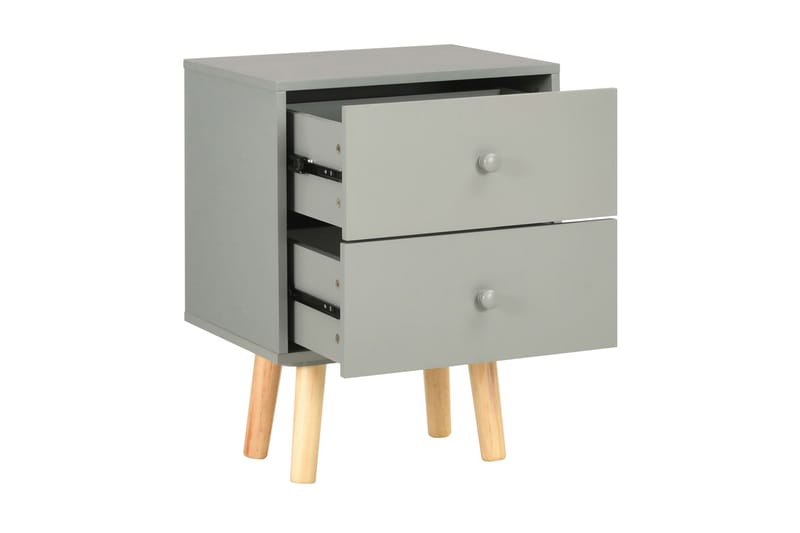 Nattbord 2 stk grå 40x30x50 cm heltre furu - Grå - Møbler - Bord - Avlastningsbord - Sengebord & nattbord