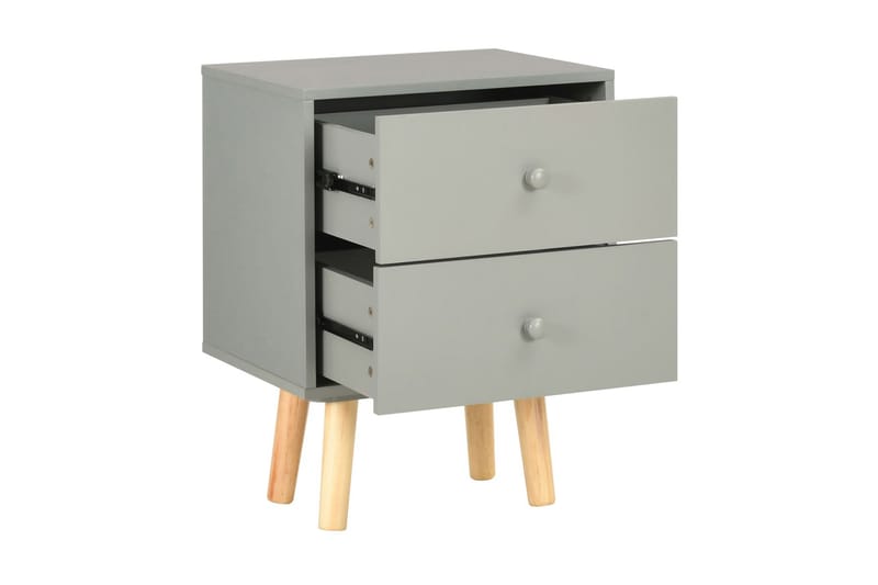 Nattbord 2 stk grå 40x30x50 cm heltre furu - Grå - Sengebord & nattbord