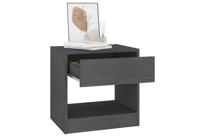 Nattbord 2 stk grå 40x31x40 cm heltre furu - Grå - Møbler - Bord - Avlastningsbord - Sengebord & nattbord