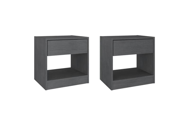 Nattbord 2 stk grå 40x31x40 cm heltre furu - Grå - Møbler - Bord - Avlastningsbord - Sengebord & nattbord