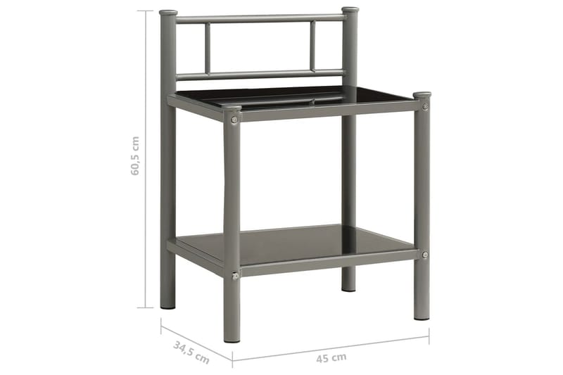 Nattbord 2 stk grå og svart metall og glass - Møbler - Bord - Avlastningsbord - Sengebord & nattbord